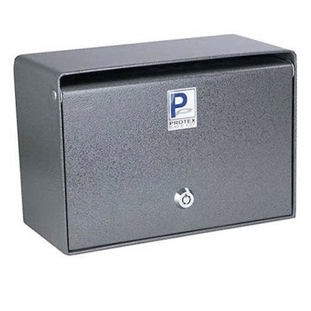 Protex Safe Protex Wall Mounted Depository Drop Box with Tubular Lock - 5W x 10D x 6-3/4H, Gray SDB-200